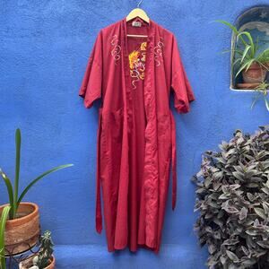 vintage health embroidered dragon poly-cotton robe